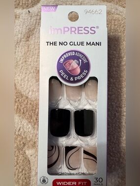 imPRESS Wider Fit Press-On Nails Black Nude Swirl — 30 Nails (2 Available)